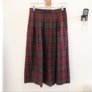 Red & Green Plaid Lands End Wool Skirt